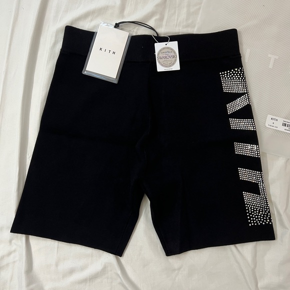 KITH x Swarovski Haley Black Ribbed Biker Shorts Short